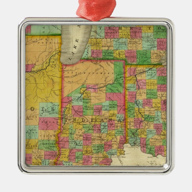 Ohio, Indiana, and Illinois Metal Tree Decoration (Front)