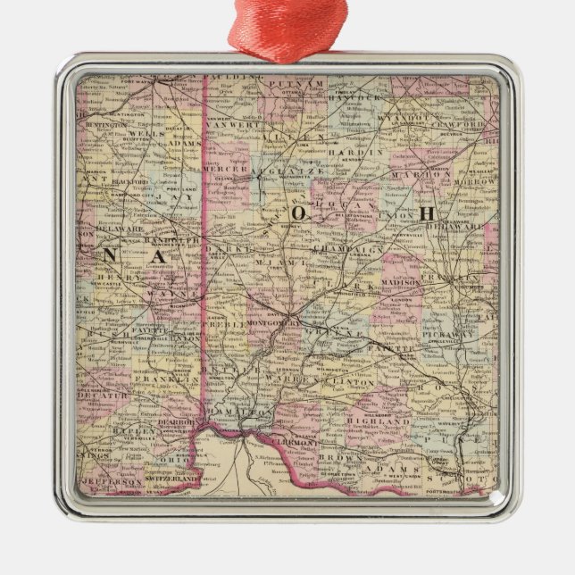 Ohio, Indiana Metal Tree Decoration (Front)