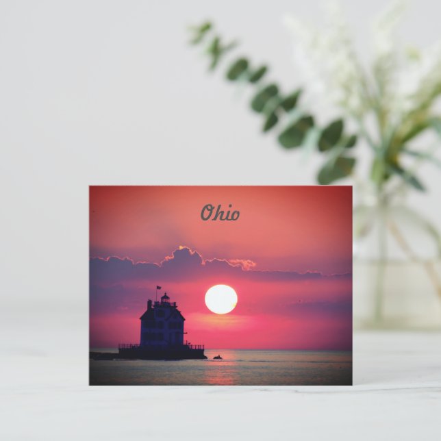 Ohio Lake Sunset Postcard (Standing Front)