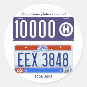 Ohio license plate centennial classic round sticker