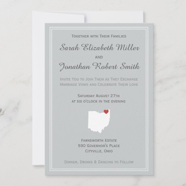 Ohio Love - Customisable Wedding Invitation (Front)