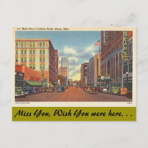Ohio, Main Street, Akron Postcard