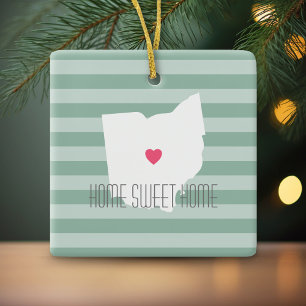 Ohio Map Home State Love with Custom Heart Ceramic Tree Decoration