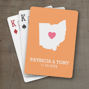 Ohio Map Home State Love with Optional Heart Playing Cards