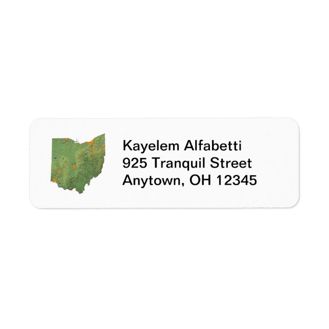 Ohio Map Return Address Label (Front)