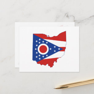 Ohio Map Shaped State Flag Stars and Stripes Postcard