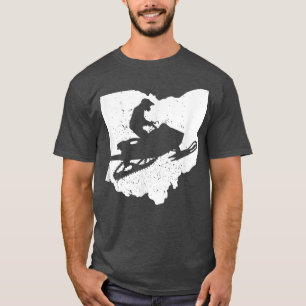 Ohio Map Snowmobile Riding Winter Sports Cool Snow T-Shirt