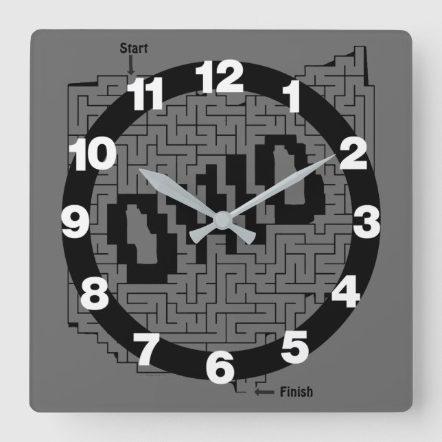 Ohio Maze Puzzle Square Wall Clock (Front)