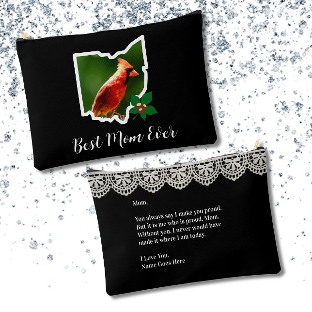 Ohio Mum Cardinal and Buckeyes Mother's Day Accessory Pouch (Creator Uploaded)