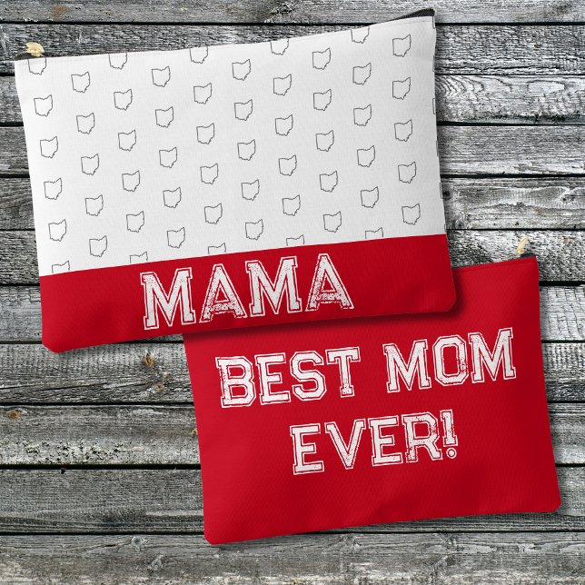 Ohio Mum Mother's Day Grey and White Accessory Pouch (Creator Uploaded)