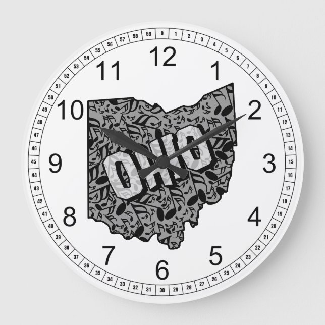Ohio Music Notes Large Clock (Front)