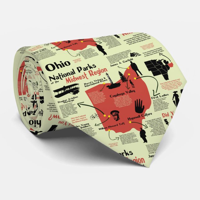 Ohio National Parks Pictorial Map Tie (Rolled)