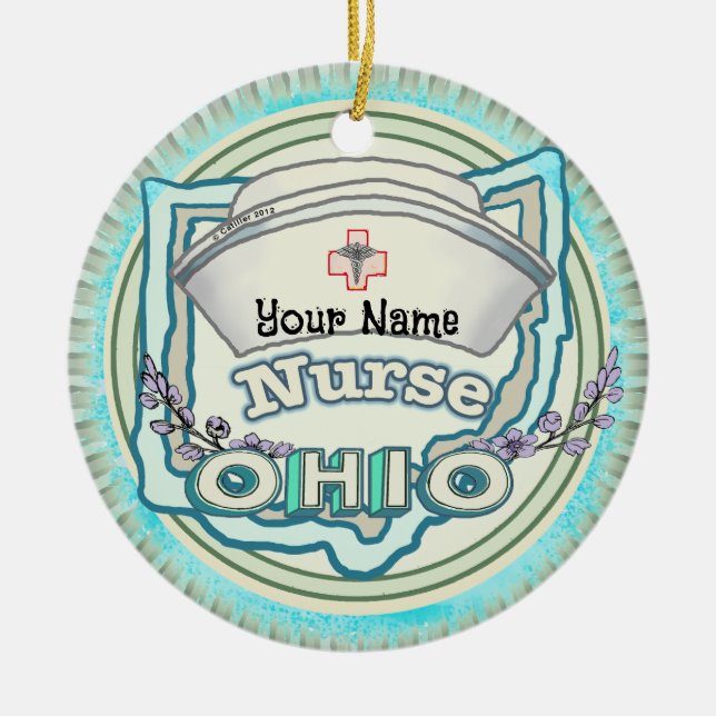 Ohio Nurse Ceramic Tree Decoration (Front)