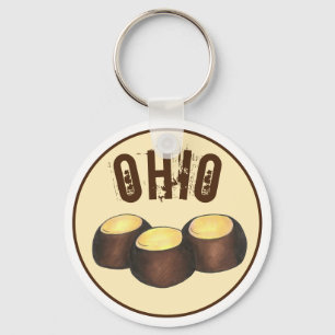 Ohio OH Peanut Butter Buckeye Buck Eye Nut Candy Key Ring