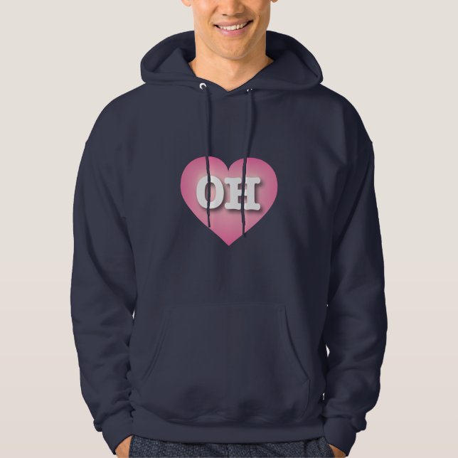 Ohio Pink Fade Heart - I love OH Hoodie (Front)