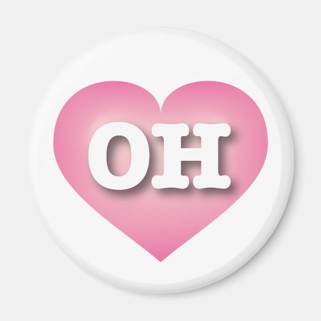 Ohio Pink Fade Heart - I love OH Magnet (Front)