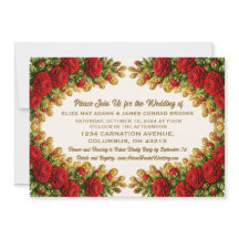 Ohio Red Carnation Photo Wedding Invitation