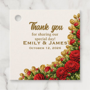 Ohio Red Carnation Wedding Favour Tag