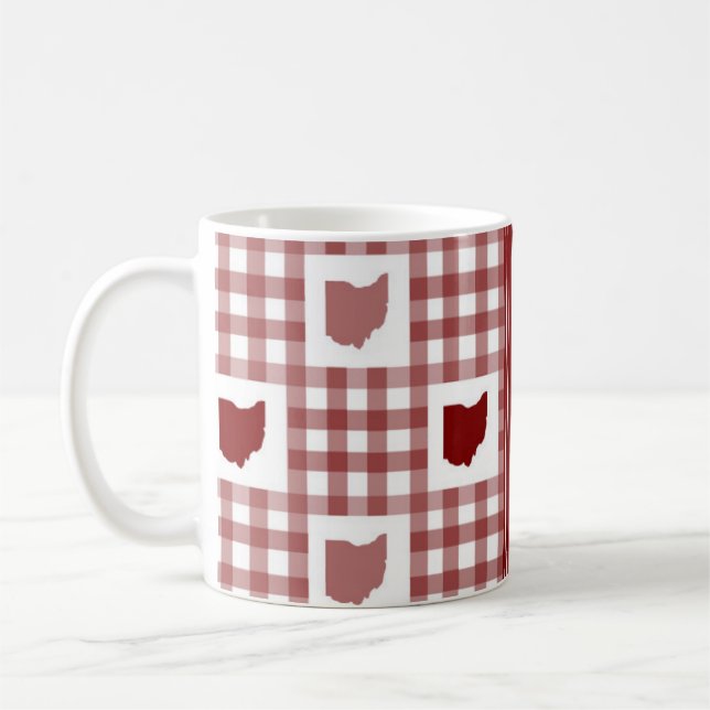 Ohio Red Gingham Coffee Mug (Left)