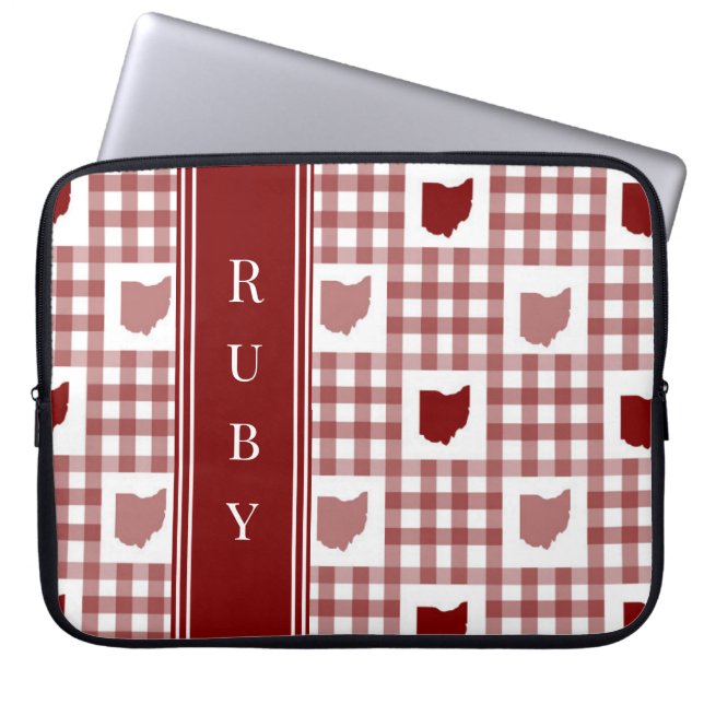 Ohio Red Gingham Laptop Sleeve (Front)
