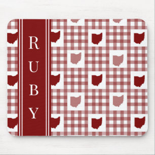 Ohio Red Gingham Mouse Mat