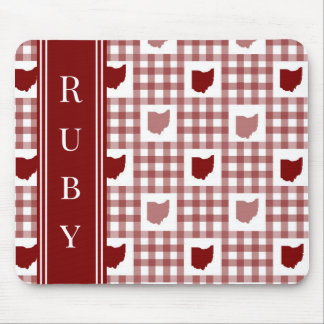 Ohio Red Gingham Mouse Mat