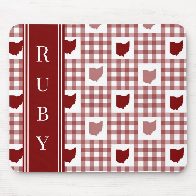 Ohio Red Gingham Mouse Mat (Front)