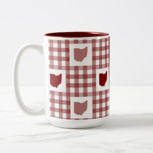 Ohio Red Gingham Two-Tone Coffee Mug