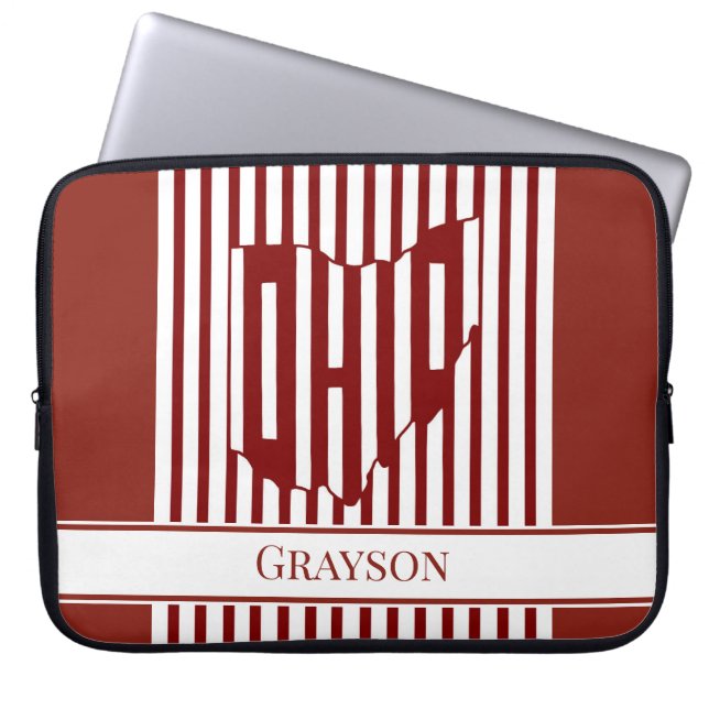 Ohio Red Stripe Laptop Sleeve (Front)