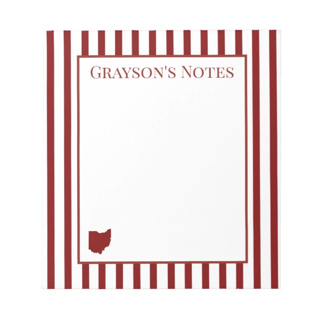 Ohio Red Stripe Notepad (Front)