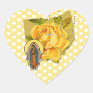 OHIO RELIGIOUS VIRGIN MARY GUADALUPE CROSS ROSES HEART STICKER