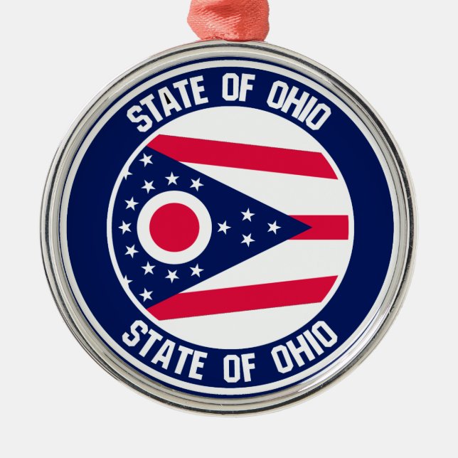 Ohio Round Emblem Metal Tree Decoration (Front)