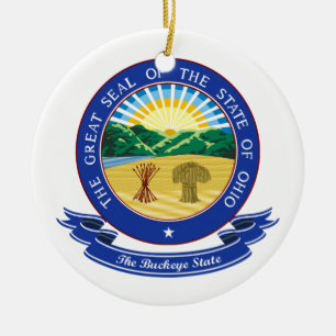 Ohio Seal Ceramic Tree Decoration