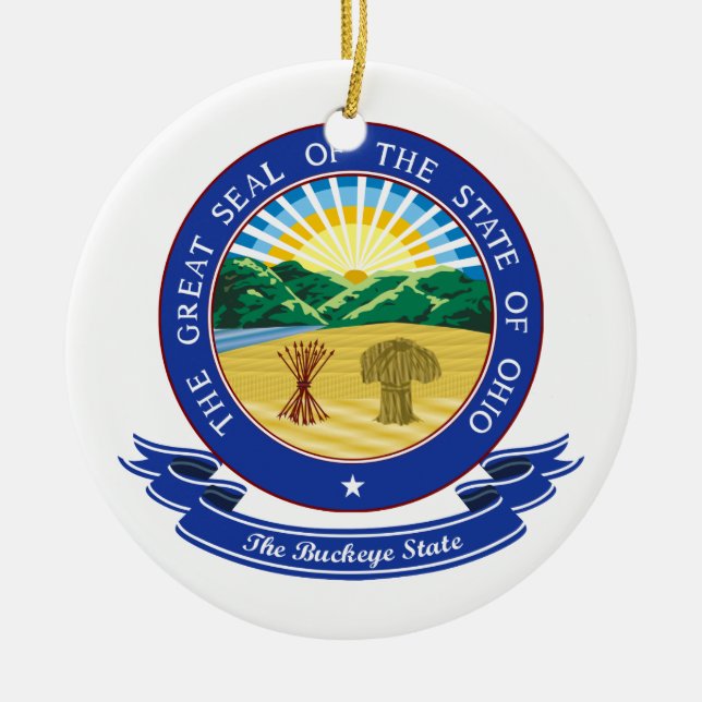 Ohio Seal Ceramic Tree Decoration (Front)