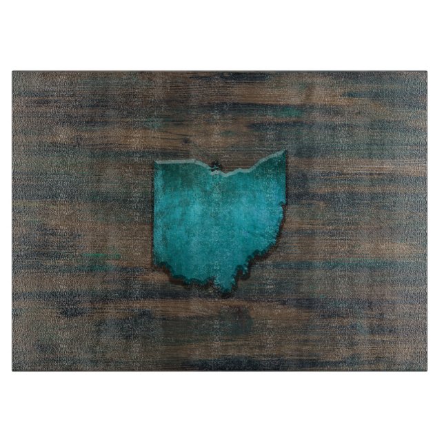 Ohio Shape Teal Cutting Board (Front)