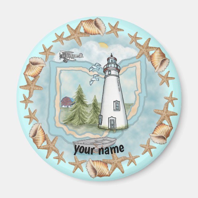 Ohio Shells Lighthouse magnet (Front)