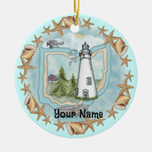 Ohio Shells Lighthouse Ornament