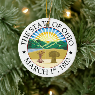 Ohio sign ceramic tree decoration