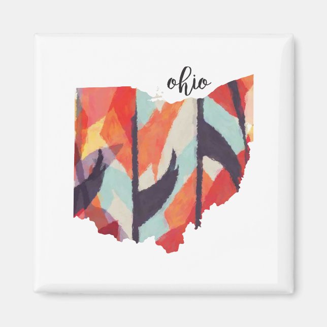 Ohio silhouette hand lettering magnet (Front)