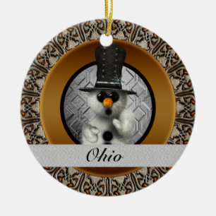 Ohio Snowman Christmas Ornament