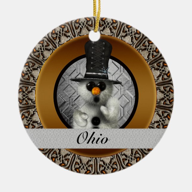Ohio Snowman Christmas Ornament (Front)