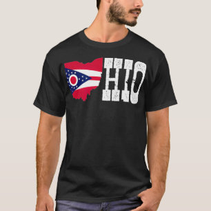 Ohio State and Ohio Flag with Pride for Ohio T-Shirt