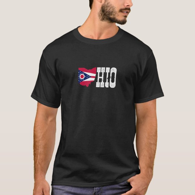 Ohio State And Ohio Flag With Pride For Ohio T-Shirt (Front)