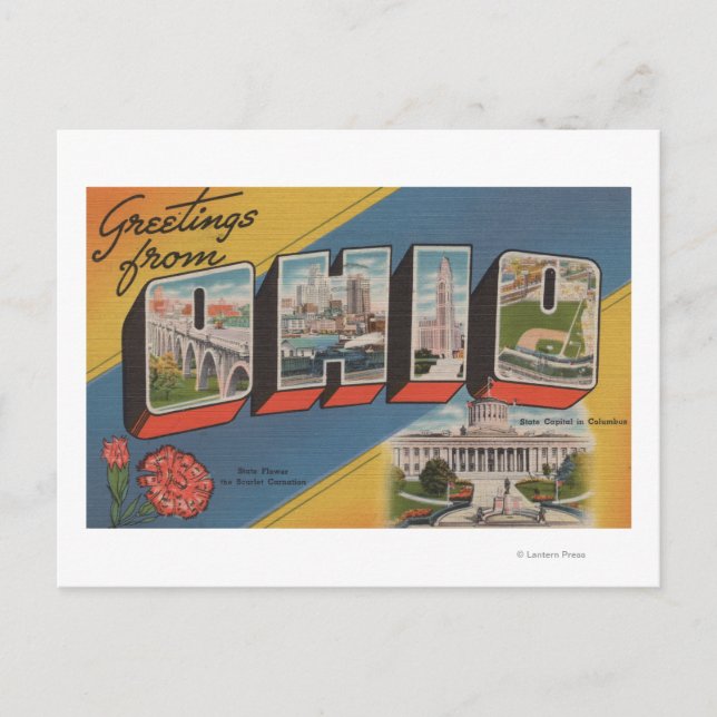 Ohio (State Capital/Flower) - Large Letter Scene Postcard (Front)