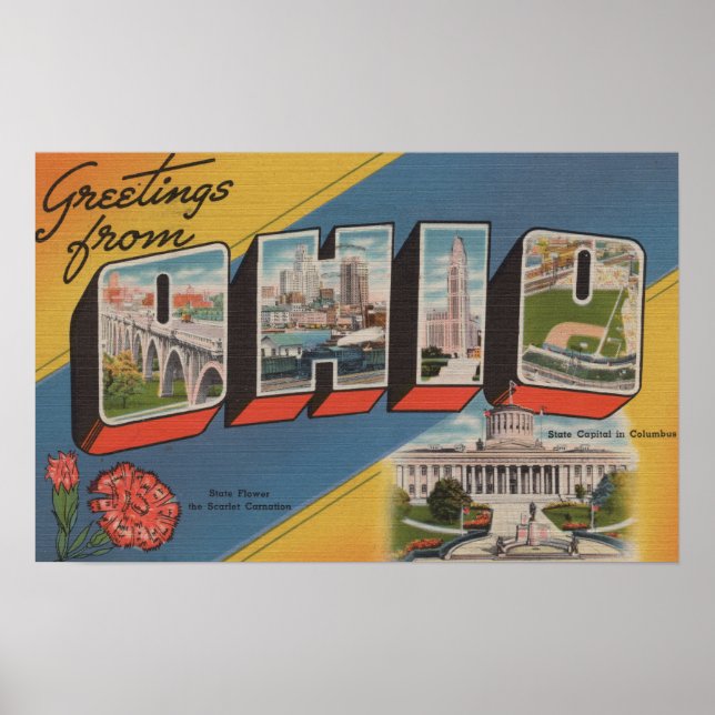 Ohio (State Capital/Flower) - Large Letter Scene Poster (Front)