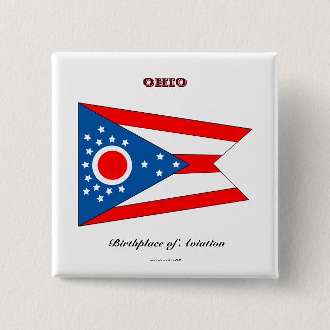 Ohio state flag and slogan 15 cm square badge (Front)