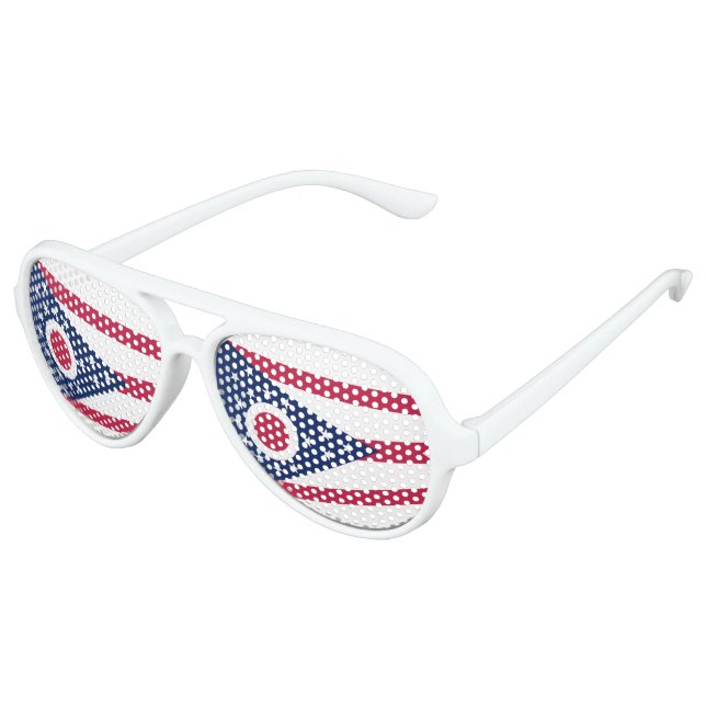 Ohio State Flag Aviator Sunglasses (Angled)