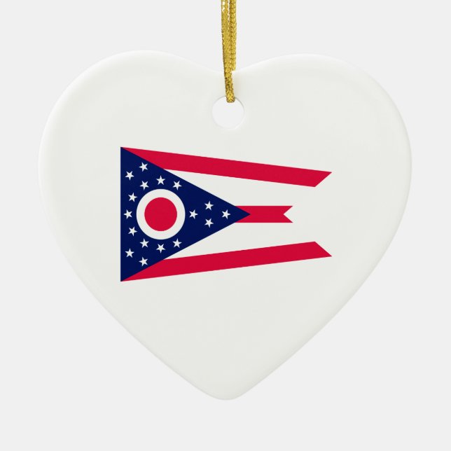Ohio State Flag Design Ceramic Tree Decoration (Front)