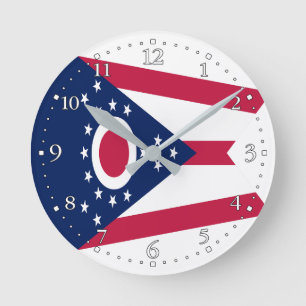 Ohio State Flag Round Clock