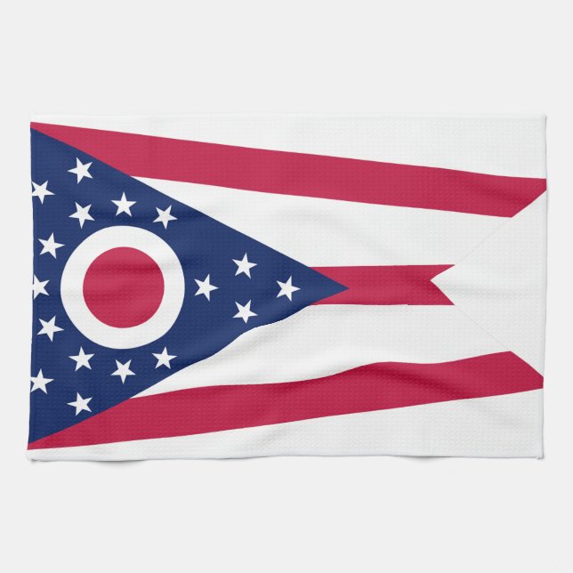 Ohio State Flag Tea Towel (Horizontal)